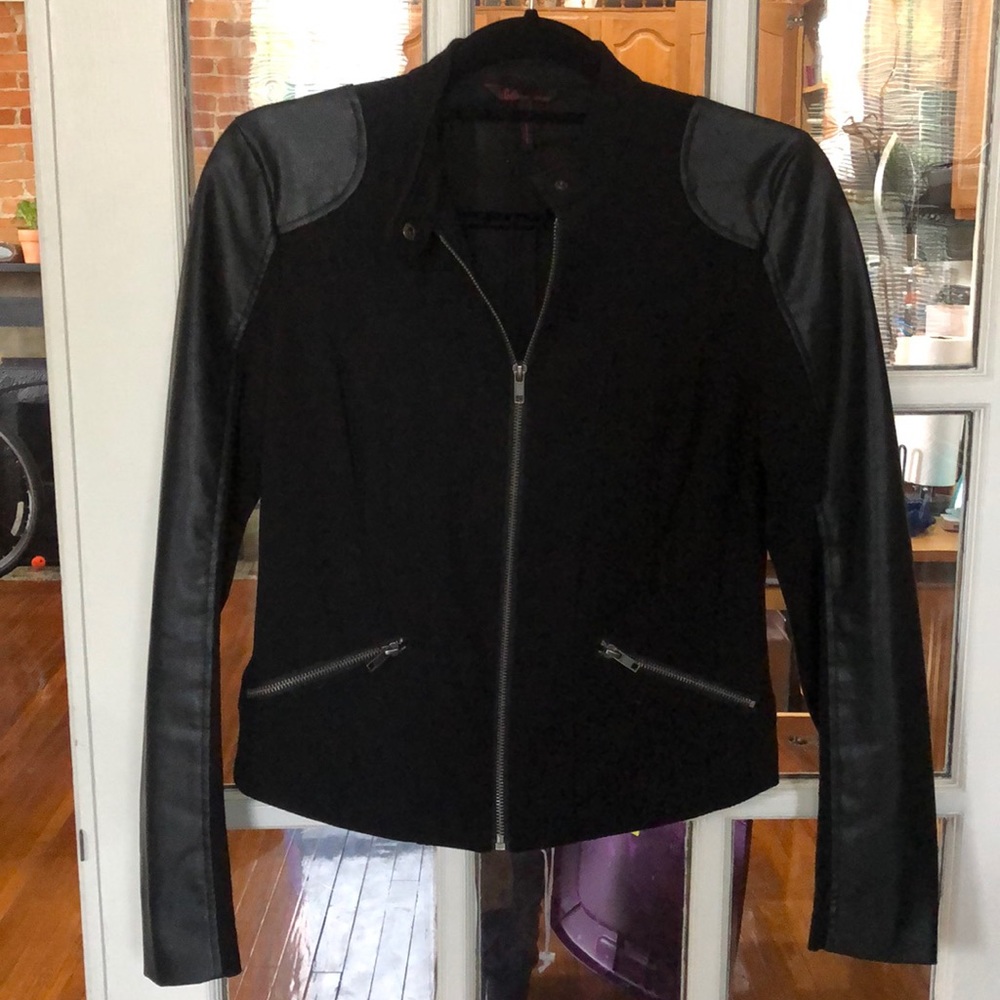 Vegan leather stretchy black jacket
